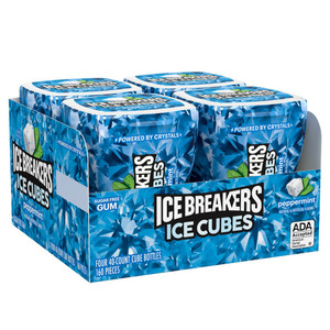 Ice Breakers Ice Cubes Sugar Free Gum, Peppermint, 40 pieces, 4 ct