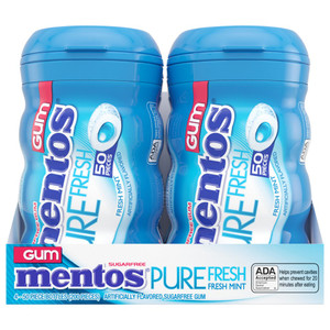 Mentos Pure Fresh Sugar Free Gum, Fresh Mint, 50 Pieces, 4 ct