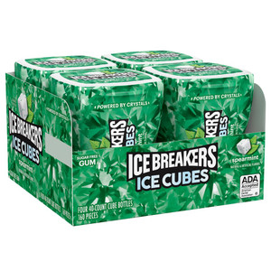 Ice Breakers Ice Cubes Sugar Free Gum, Spearmint, 40 pieces, 4 ct