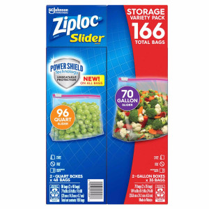 Ziploc Slider Bags Variety Pack 166 CT/Pack 70 CT Gallon + 96 CT Quart Ziploc Slider Bags Variety Pack 166 CT/Pack 70 CT Gallon + 96 CT Quart