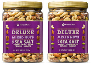2 Packs Member's Mark Deluxe Mixed Nuts with Sea Salt 34 OZ Each Pack 2 Packs Member's Mark Deluxe Mixed Nuts with Sea Salt 34 OZ Each Pack