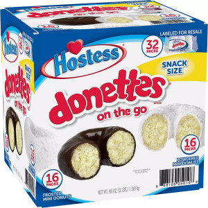 Hostess Mini Powered Donettes and Frosted Chocolate Mini Donettes 32 CT 48 OZ Hostess Mini Powered Donettes and Frosted Chocolate Mini Donettes 32 CT 48 OZ