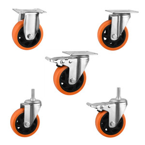 Orange PU Polyurethane Caster Wheels Industrial Heavy Duty (Various Types And Sizes) Orange PU Polyurethane Caster Wheels Industrial Heavy Duty (Various Types And Sizes)
