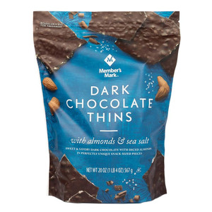 Member's Mark Dark Chocolate Thins with Almonds and Sea Salt 20 oz Member's Mark Dark Chocolate Thins with Almonds and Sea Salt 20 oz