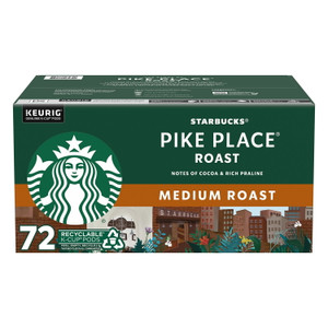 Starbucks Medium Roast K-Cup Coffee Pods, Pike Place, 72 CT