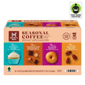 Member's Mark Seasonal Coffee Medium Roast Coffee Pods, Variety Pack, 60 CT