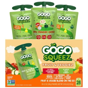 GoGo SqueeZ Fruit & VeggieZ Applesauce Pouches, 3.2 OZ, 28 Packs