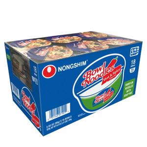 Nongshim Bowl Noodle Hot and Spicy Beef Ramen 3.03 OZ, 18 CT