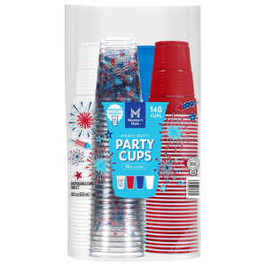 Member's Mark Patriotic Colors Plastic Cups 18 fl. OZ, 140 CT