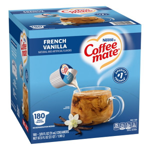 Coffee mate Liquid Coffee Creamer Singles, Non-Dairy, French Vanilla, 0.38 fl oz, 180 ct