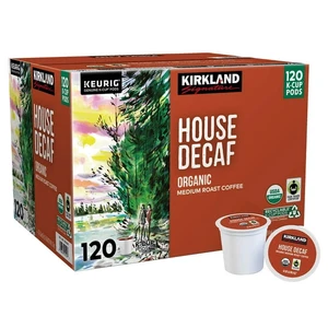 Kirkland Signature Organic House Decaf, Medium Roast, Keurig K-Cup Pods, 120 ct