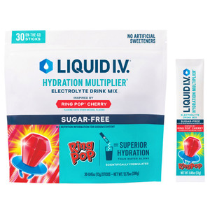 Liquid I.V. Hydration Multiplier Electrolyte Drink Mix, Sugar Free, Ring Pop Cherry, 0.45 oz, 30 ct