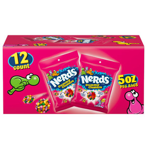 Nerds Gummy Clusters, Rainbow, 5 oz Peg Bag, 12 ct