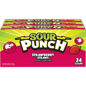Sour Punch Straws, Strawberry, 2 oz, 24 ct