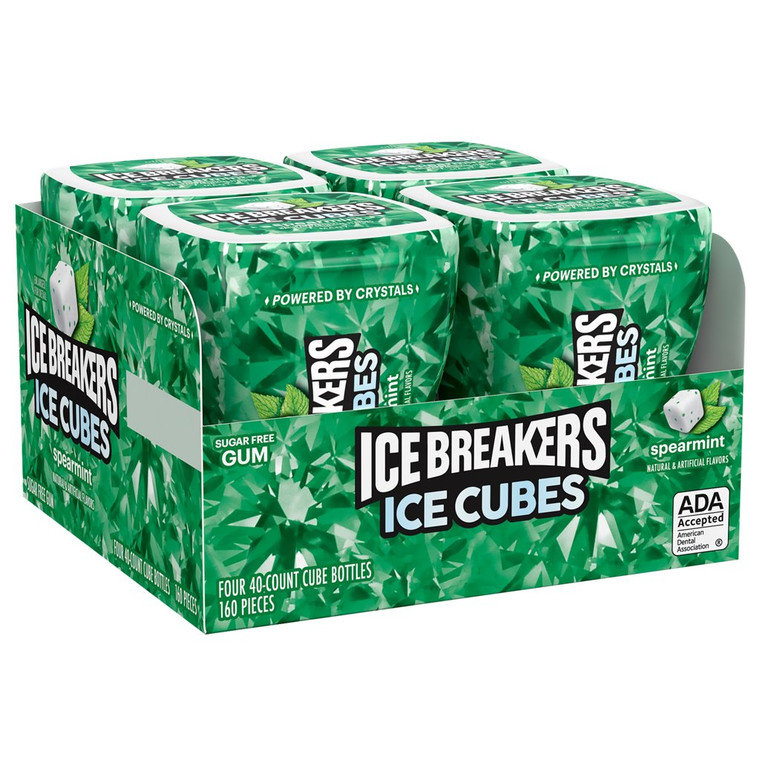 Ice Breakers Ice Cubes Sugar Free Gum, Spearmint, 40 pieces, 4 ct