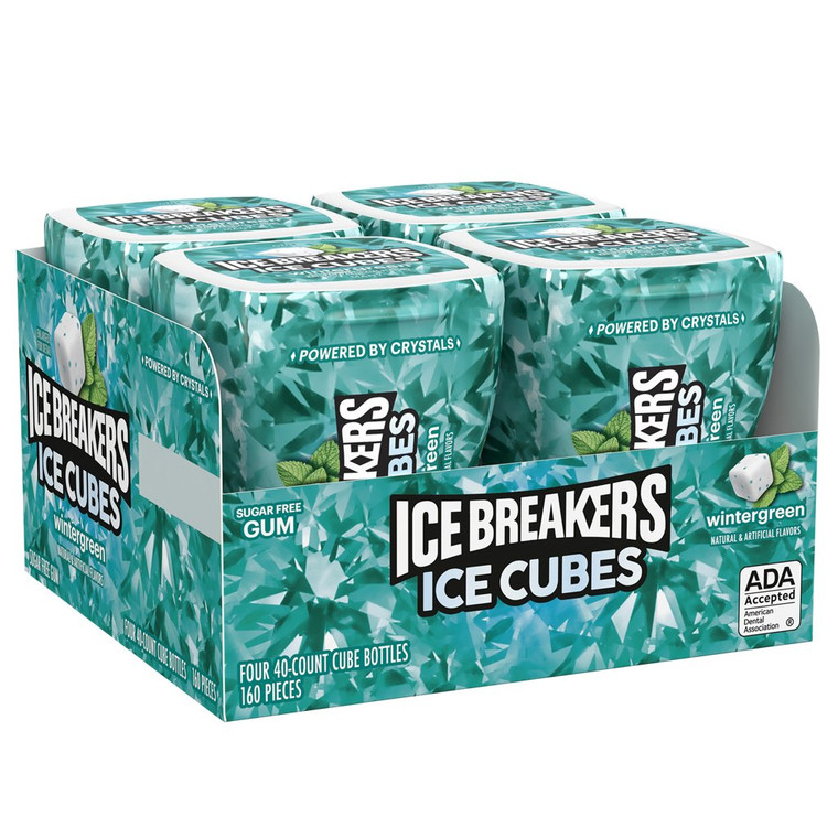 Ice Breakers Ice Cubes Sugar Free Gum, Wintergreen, 40 pieces, 4 ct