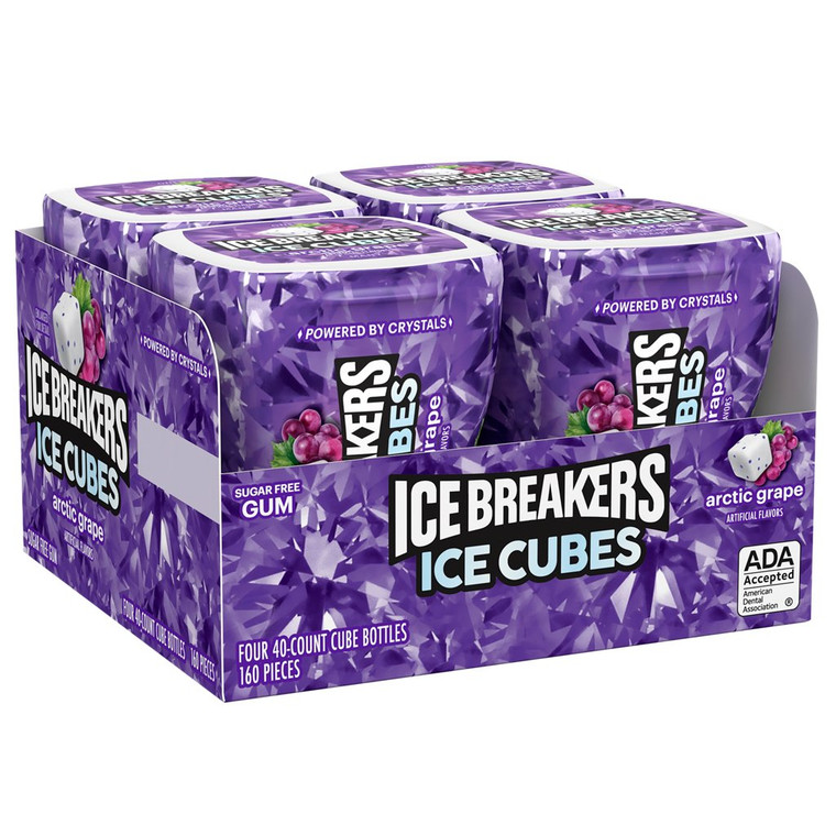 Ice Breakers Ice Cubes Sugar Free Gum, Arctic Grape, 40 pieces, 4 ct