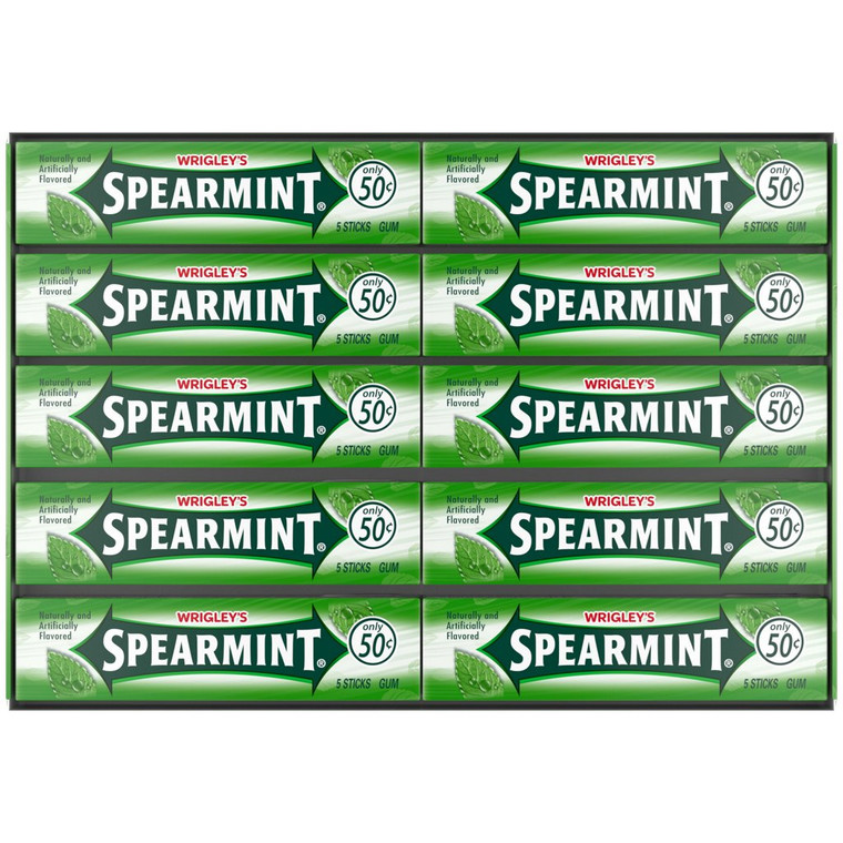 Wrigley's Spearmint Chewing Gum, Original 50 Cent Gum, 5 Sticks, 40 ct