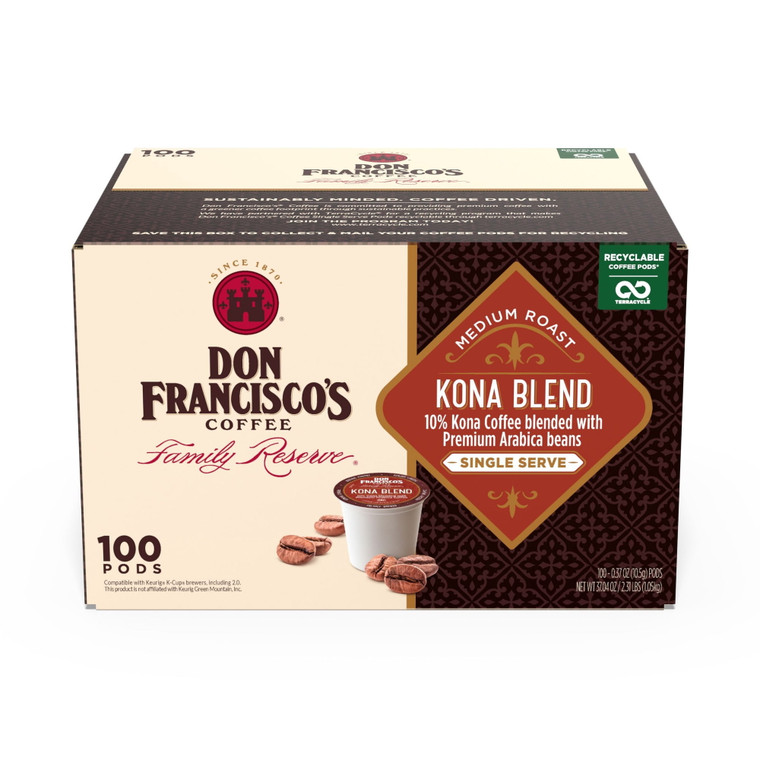Don Francisco's Medium Roast Coffee Pods, Kona Blend, 100 CT