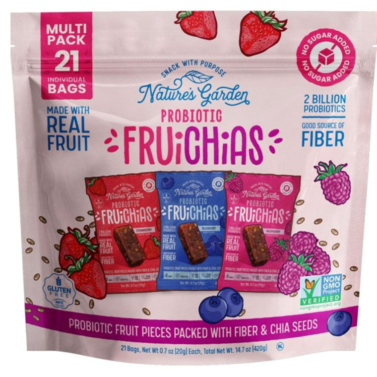 Nature's Garden Probiotic FruiChia Variety Pack Snacks, 0.7 OZ, 21 Pack