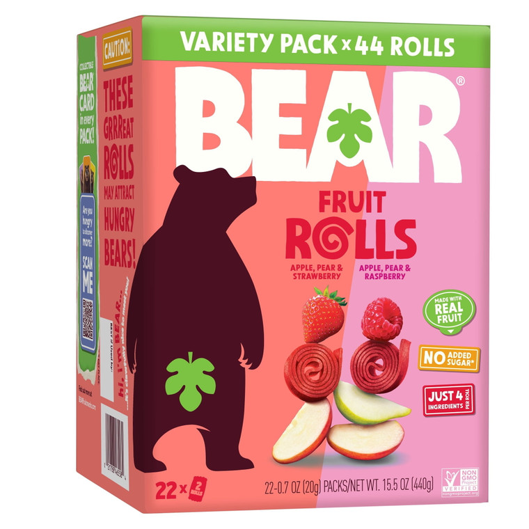BEAR Fruit Rolls Variety Pack, 0.7 OZ, 22 Packs