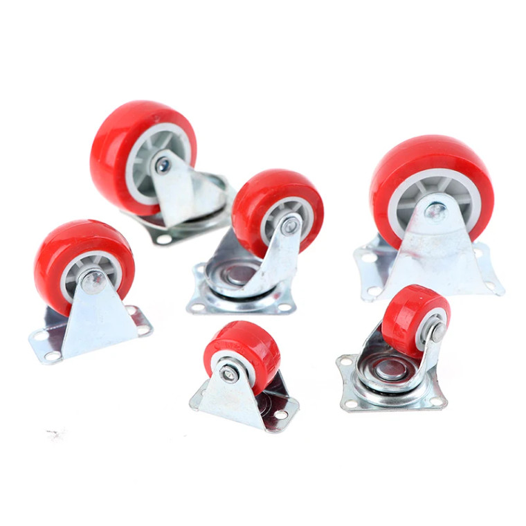Red PU Caster Rubber Wheels for Trolley Dolly Cart (Various Types And Sizes)