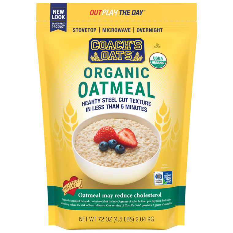 Coach's Oats Organic Oatmeal, 72 OZ Each