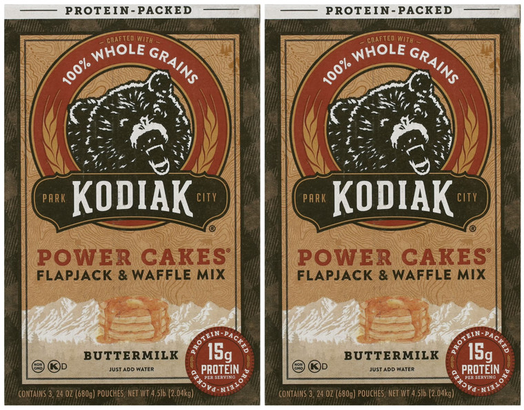 2 Packs Kodiak Cakes Power Cakes Protein Flapjack & Waffle Mix 4.5 LB Each = 9 lbs