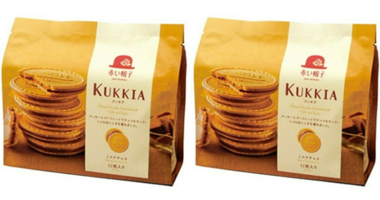 2 Packs Akai Bohshi Kukkia Milk Chocolate Cookies Japan 12 pcs 3.3 oz Each Pack