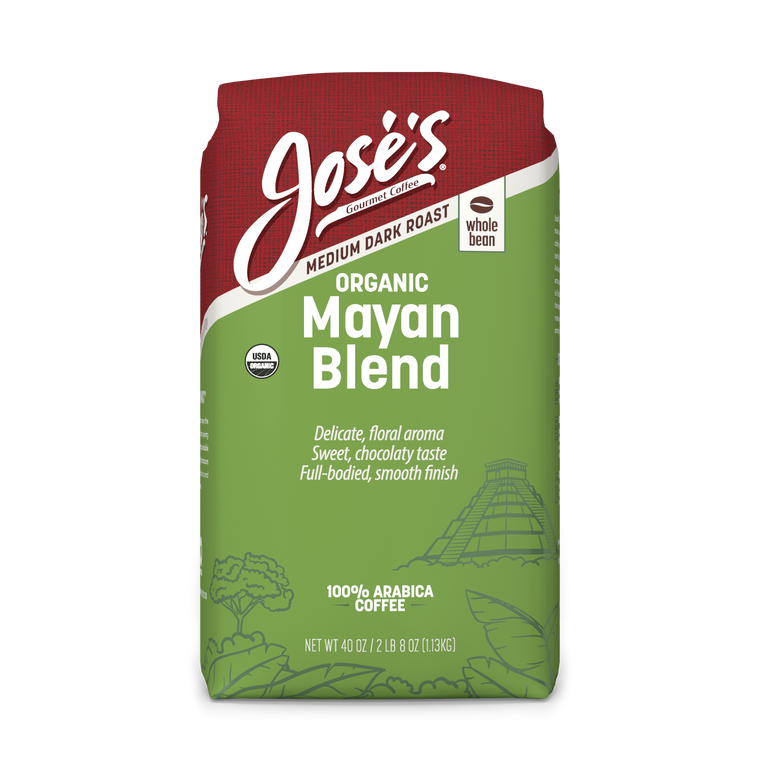 Jose's Organic Mayan Blend Whole Bean Coffee, Medium Dark Roast, 2.5 lbs