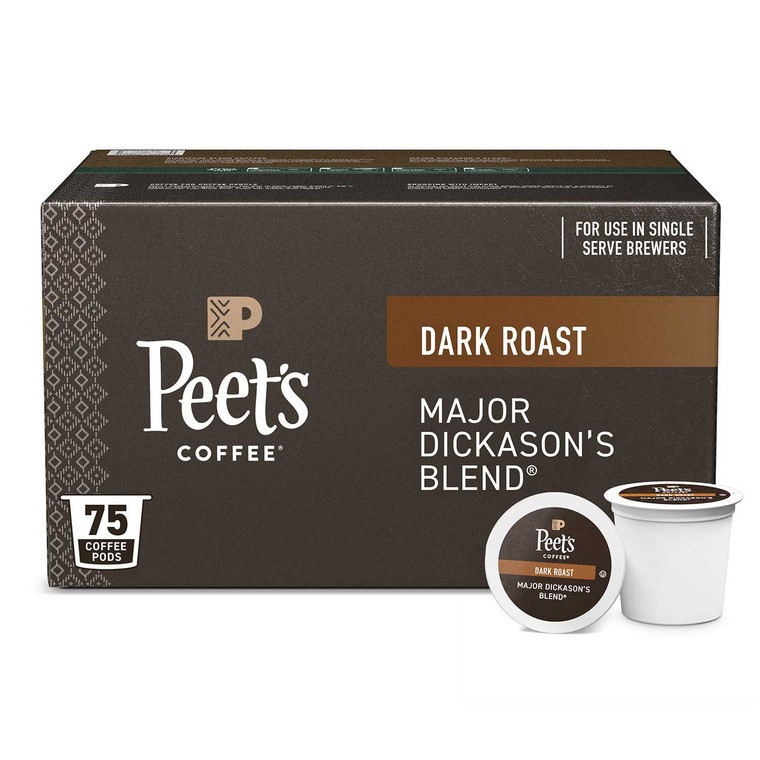 Peet's Coffee Dark Roast K-cup Pods, Major Dickason's Blend, 75 CT