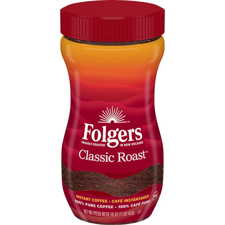 Folgers Classic Roast Instant Coffee Crystals, 16 OZ