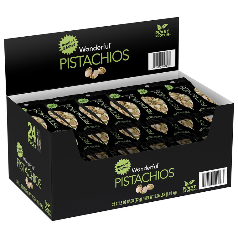 Wonderful Pistachios, Roasted and Salted 1.5 OZ, 24 Packs