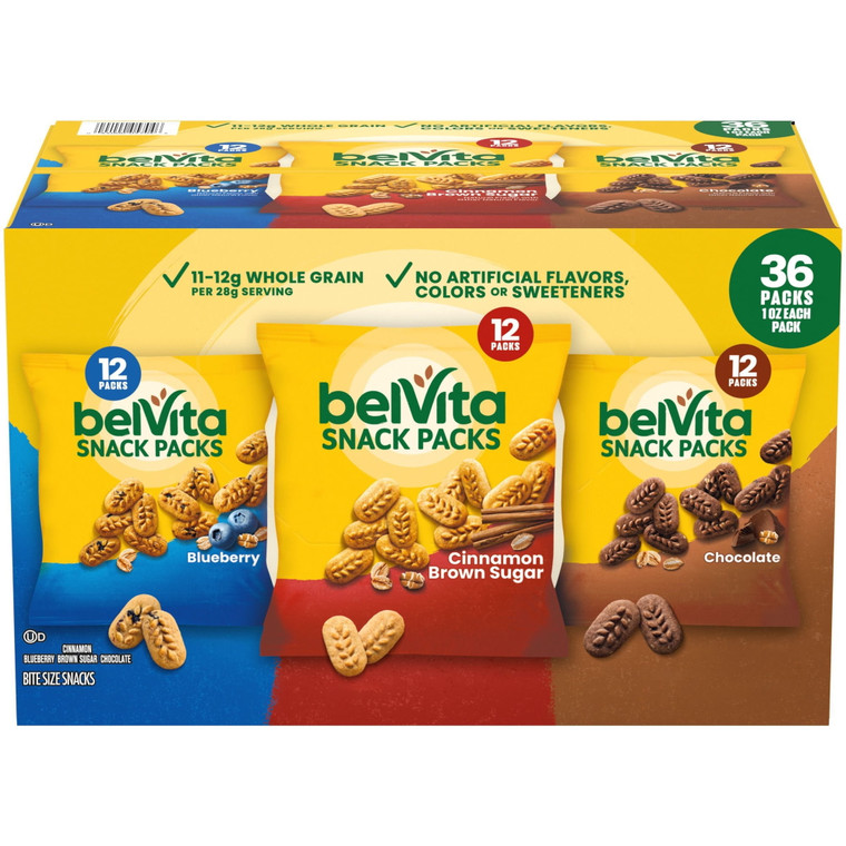 belVita Bites Breakfast Biscuits, Variety Pack, 1 OZ, 36 Packs