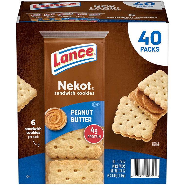Lance Nekot Peanut Butter Sandwich Cookies, 1.75 OZ, 40 Packs