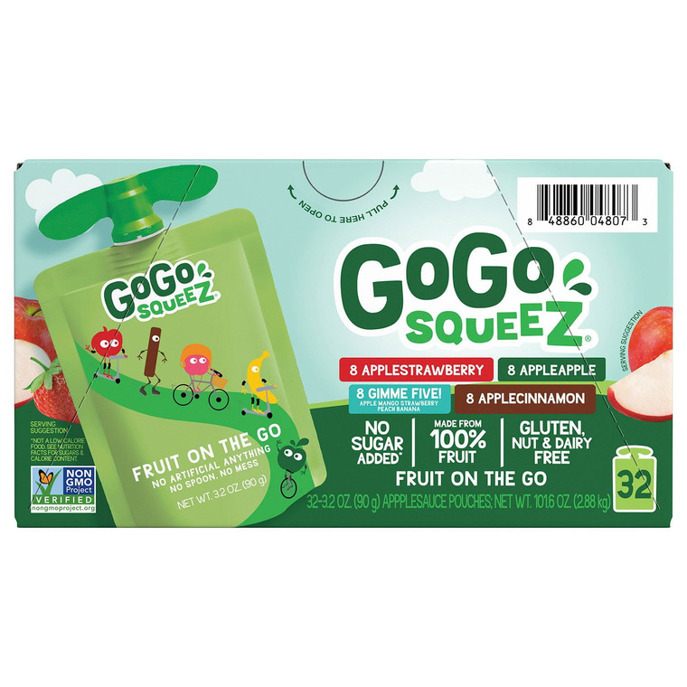 GoGo SqueeZ Applesauce Pouches, Variety Pack, 3.2 OZ, 32 CT