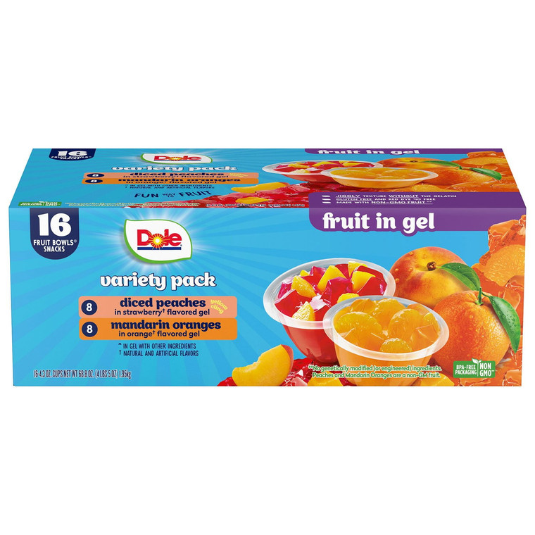 Dole Fruit Bowls in Gel Variety Pack 4.3 OZ, 16 Packs