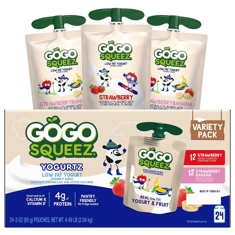 GoGo Squeez Yogurtz Strawberry & Strawberry Banana, 24 Packs