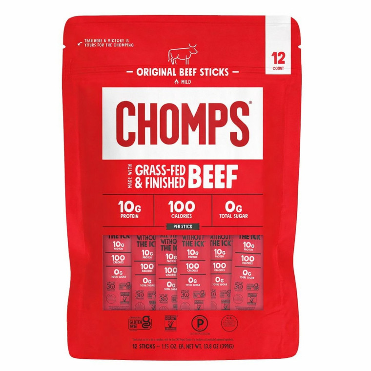 Chomps Original Beef Sticks, 1.15 OZ, 12 Packs