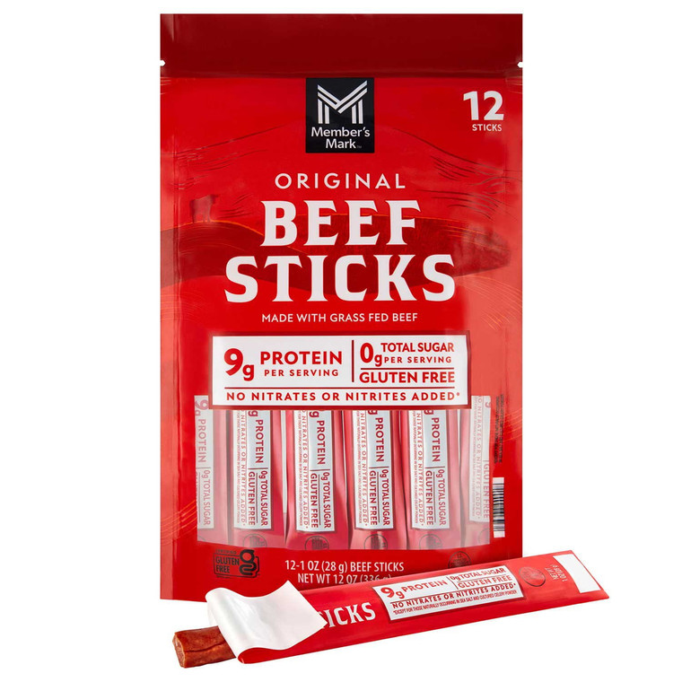 Member's Mark Original Grassfed Beef Snack Sticks 1 OZ, 12 Packs