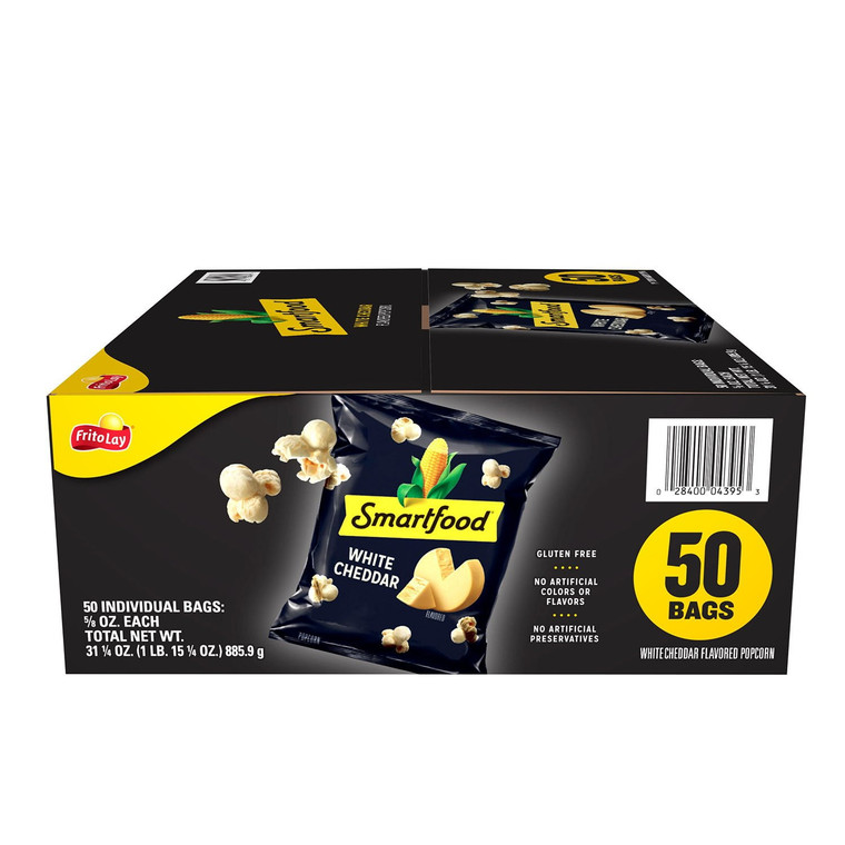 Smartfood White Cheddar Cheese Popcorn, 0.625 OZ, 50 Packs