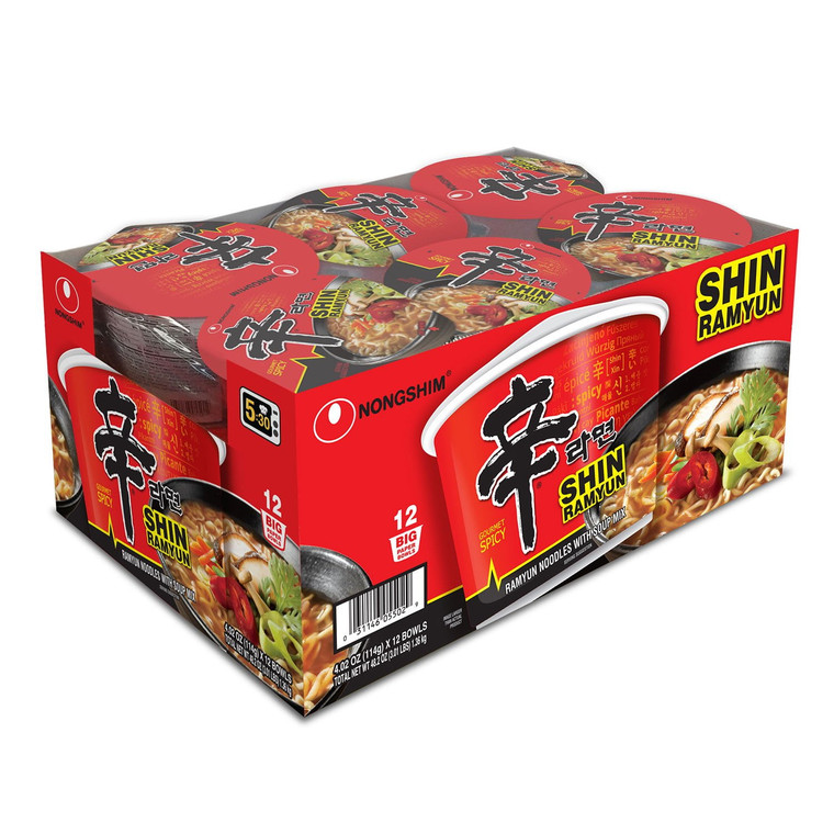 Nongshim Shin Ramyun Spicy Beef Ramen Noodle Soup 4.02 OZ, 12 CT