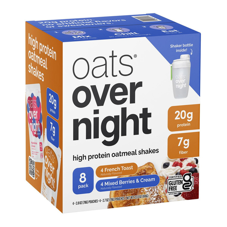 Oats Overnight High Protein Oatmeal Shake Variety Pack, 8 Packs