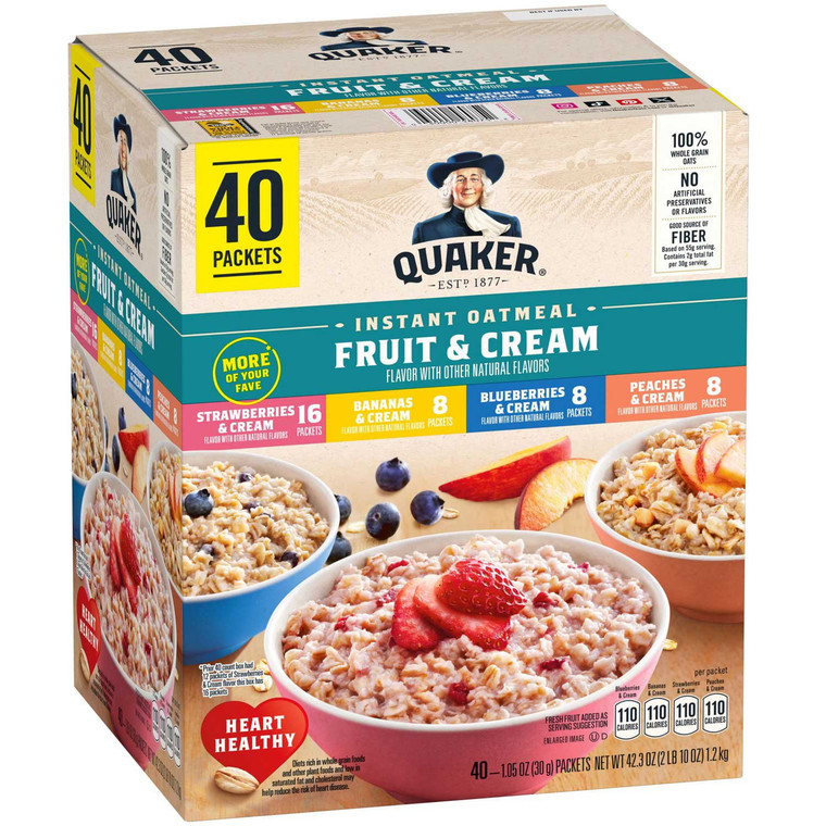 Instant Oatmeal, Fruit & Cream Mix, 40 CT