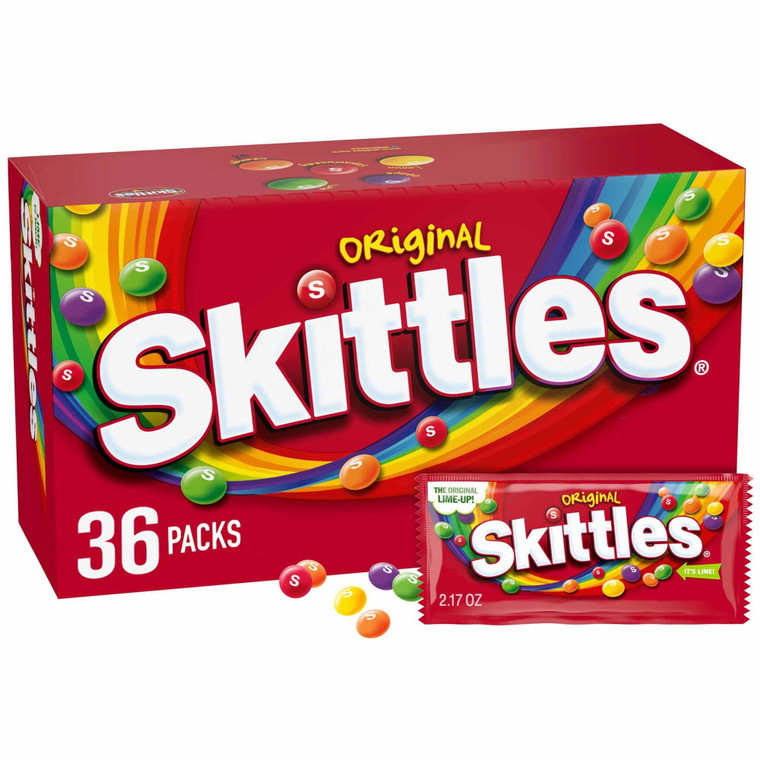 Skittles Original Fruity Chewy Candy, Full Size, 2.17 OZ, 36 Packs