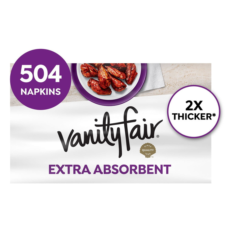 Vanity Fair Extra Absorbent 2-Ply White Paper Napkins, 6 Packs, 504 CT
