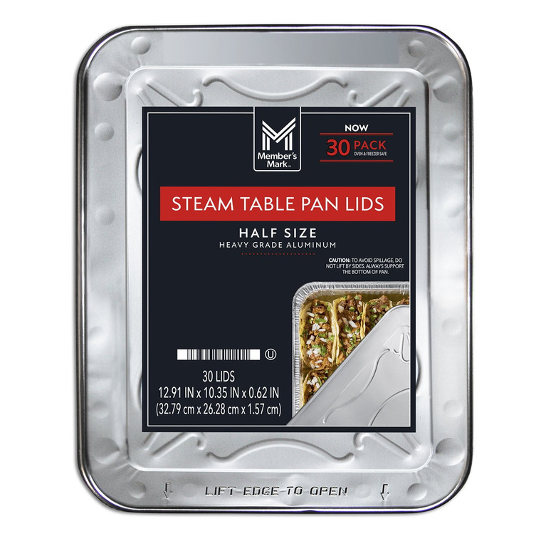 Member's Mark Aluminum Steam Table Lids, Half Size 30 CT