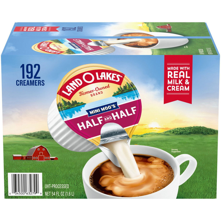 Land O'Lakes Mini Moos Liquid Coffee Creamer Singles, Half and Half, 0.30 fl oz, 192 ct