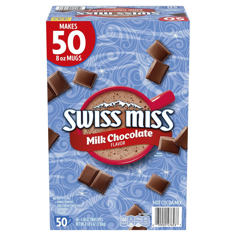 Swiss Miss Hot Cocoa Mix, Milk Chocolate, 1.38 oz, 50 ct