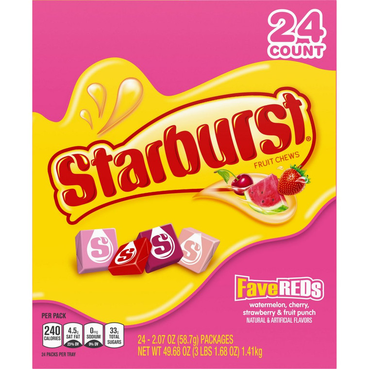 Starburst Chewy Candy, Full Size FaveREDs, 2.07 oz, 24 ct